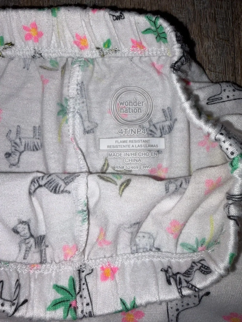 Gray and White Zebra Print Kids Pajama Set - Tropical Zebra Design